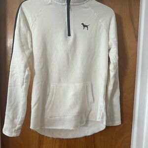 White Quarter-Zip Pullover with Black Dog Logo